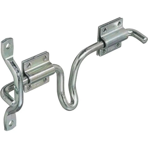 Sliding Bolt Door And Gate Latch Zinc Plated For Right Or Left Hand Swing Gates With Rounded Edges To Protect Livestock Sturdy Design Years Of Service Includes Lags And Mounting Screws Padlock Compatibility And Plate Staple Requirement Secure Locking.