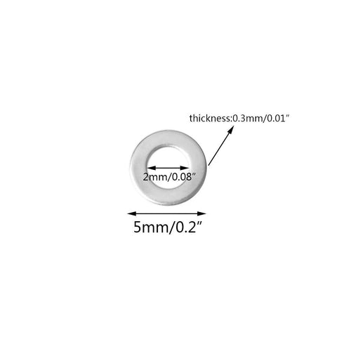 PHITUODA M2 stainless steel flat washer, 5mm OD, 2mm ID, 0.3mm thick
