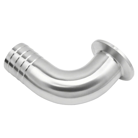 Stainless steel 304 sanitary hose elbow, 90-degree, 3/4 in barb, 1.5 in tri-clamp ferrule