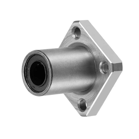 Square Flange Linear Ball Bearing LMK8UU 8mm Bore, 15mm OD, 24mm Length, showing chrome steel shell and flange