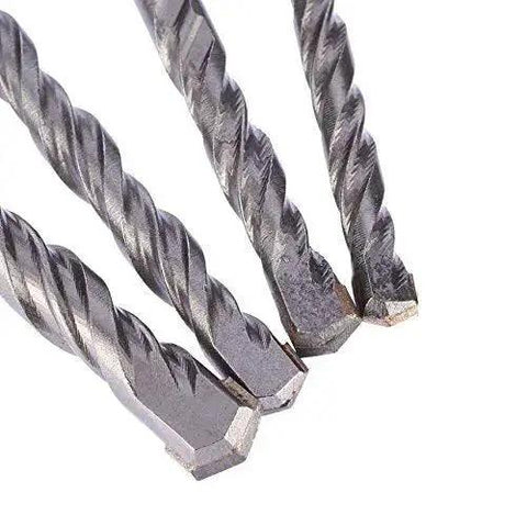 Heavy Duty Pro Grade SDS Plus Rotary Hammer Bit Set For Concrete And Masonry With Carbide Tips Diameters 6mm 8mm 10mm And 12mm 4 Piece Pack By Rannb For SDS Plus Drills Built For Cement Stone Brick Walls And Masonry Projects close-up