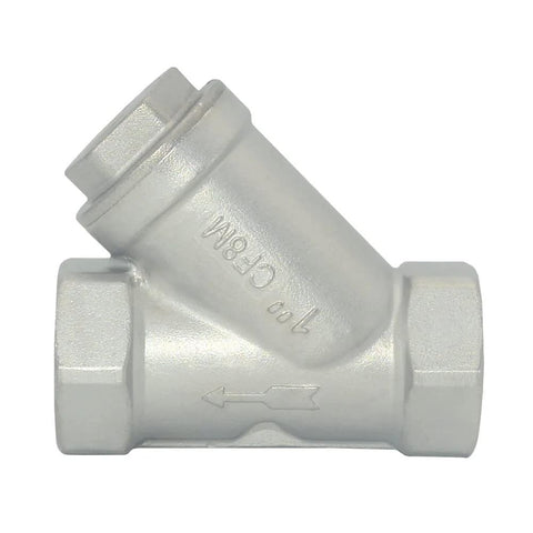 Megairon 1-inch WYE strainer mesh filter valve, SS316 CF8M stainless steel, NPT female, 800WOG