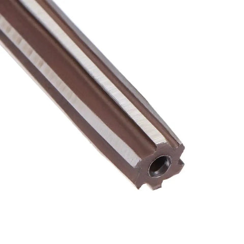 Close-up of 6mm Hand Reamer For Metalworking With H8 Tolerance, 9SiCr Alloy Tool Steel, showing 6 straight flutes and square shank