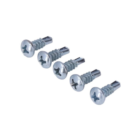 Five carbon steel 4.2x13mm Phillips round head screws from the 50 Pack 4.2x13mm Wood Screws Set With Phillips Head High Hardness