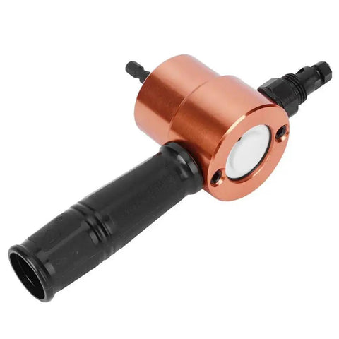 Double Head Sheet Nibbler Metal Cutter Drill Attachment for 360 Degree Cutting, showing dual-head design and compact size.