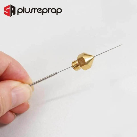 Hand holding 20 Pack 0.4mm Stainless Steel Nozzle Cleaning Needles for 3D Printers Quick Clog Removal and Deep Cleaning Fits Creality Ender 3 K1 MK8 V6