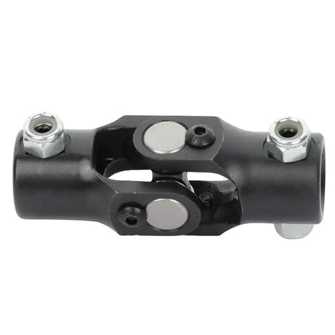 Three Quarter Inch Steering U Joint 36 Spline To Three Quarter Inch DD Black 96mm Beefed Up Heavy Duty Single Joint, front view.