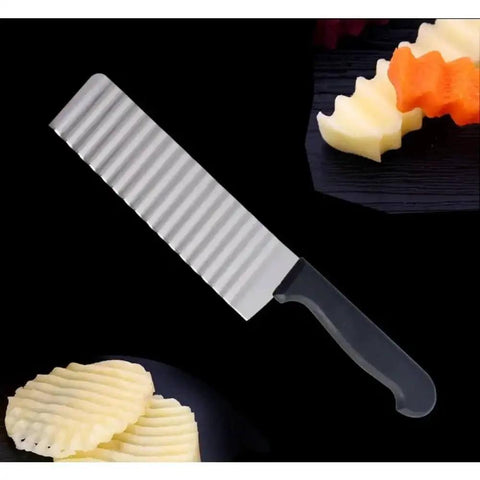 Two Piece Stainless Steel Crinkle Cut Slicer Set For Potatoes Fruits And Vegetables Wavy Blade Potato Cutter Chopper