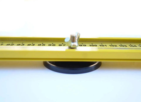 Close-up of Adjustable Paracord Jig 2 To 47 Inches, Lightweight Aluminum Craft Tool with suction cup base, side view
