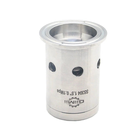 Stainless steel 1.5-inch tri-clamp ferrule with 50.5 mm OD and side circular holes.