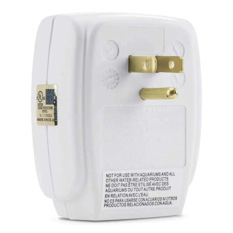 Back view of Compact Single Outlet Surge Protector Wall Tap With Grounded Outlet And Protected Light Indicators, Ideal For Office And Travel