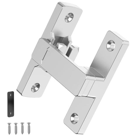 Barn Door Lock 90 And 180 Degree Zinc Alloy Hardware Sliding Lock Heavy Duty Flip Safety Latch For Screens Cabinets Bathrooms Gardens Barns Pet Doors Window Cabinets Silver 1 Pack Included