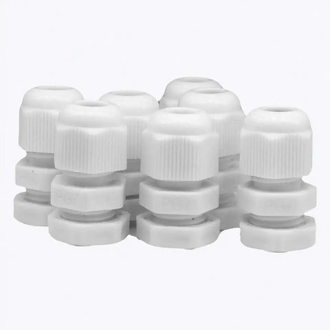 PG7 Cable Gland Kit 20 Pieces White Nylon Waterproof Wire Glands Connector Fitting For 3mm To 6.5mm Cables With Four Part Design Lock Nut Main Unit Seal And Sealing Nut Dust Proof And Easy Install