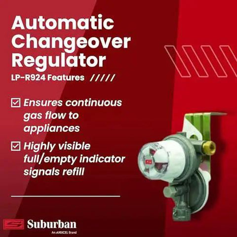 Automatic Changeover Regulator For RV Propane Gas Supply with continuous flow and high visibility indicator features display