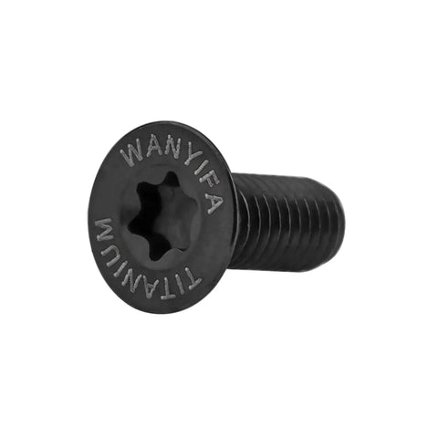 Titanium M3 Countersunk Torx T10 Flat Head Bolts Set, 6AL4V Grade 5 Titanium Alloy, Black Finish, close-up single bolt