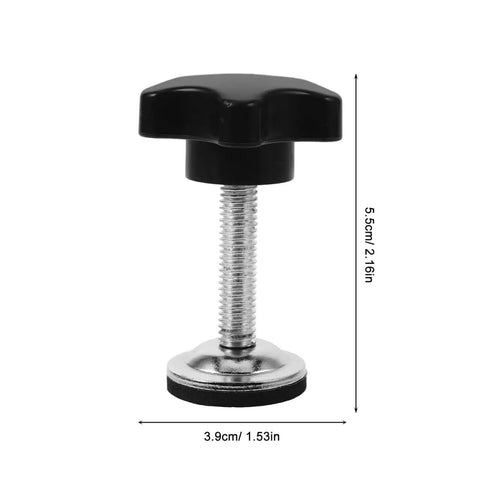 Star Handle Pressure Plate Adjustment Screws With Washers And Nuts, M8 Threaded Clamping Knobs, black star handle, side view