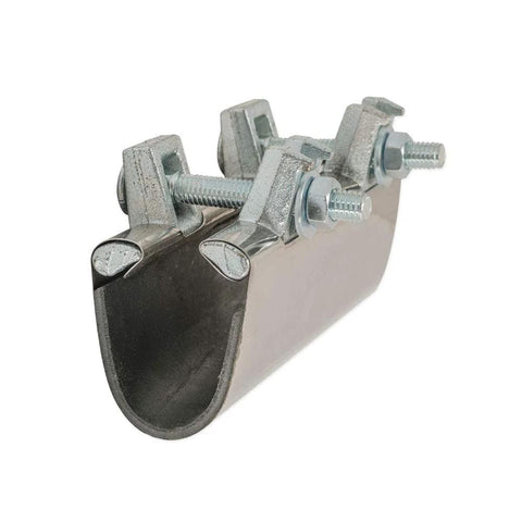 Heavy Duty 6 Inch Pipe Repair Clamp For Steel And Plastic Pipes With One And A Half Inch IPS Connection Pro Grade Stainless Steel Build