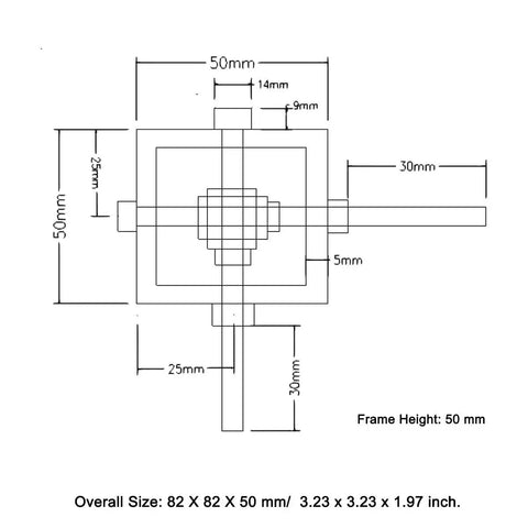 Technical drawing of 5 To 1 Right Angle Worm Gearbox For DIY Projects 90 Degree Drive Reducer with measurements and dimensions.