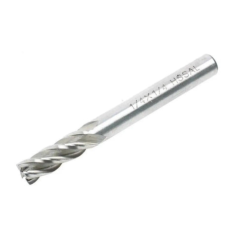 Pro Grade One Quarter Inch HSS Four Flute End Mills For Wood Aluminum And Steel Pack Of Two CNC Milling Bits with Straight Shank