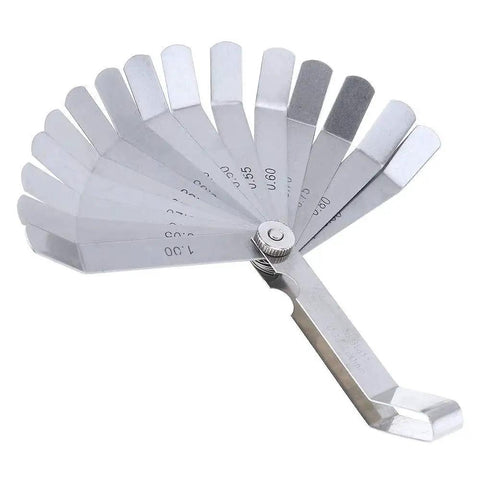 Curved Steel Gapped Feeler Gauge Set For Woodworking With 16 Blades And 0.05 To 1 Millimeter Thickness Range, 100A16 Model