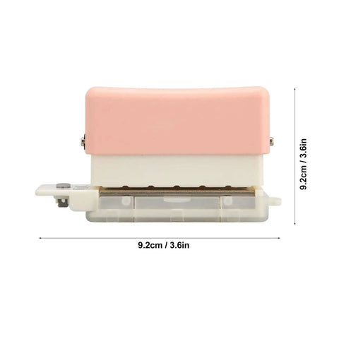 Side view of Portable 6 Hole Punch Adjustable Metal Handy Hole Puncher with Chip Tray and Positioning Pillar, dimensions shown