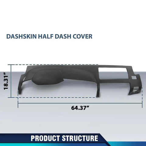 TPE Dash Cover for Chevy Silverado and GMC Sierra 2007 to 2013 Glovebox Bezel, black with dimensions labeled.