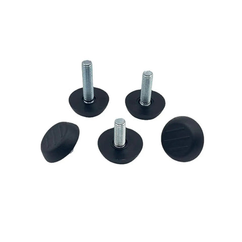 Screw In Threaded Leveling Foot Set, One Quarter Inch By Twenty Threads Per Inch, Ten Pcs, black furniture glide levelers shown