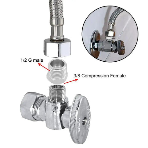 Brass Reducer Fittings One Half G Male To Three Eighths Compression Female Thread Bushing Nickel Plated Water Hose Adapter installation