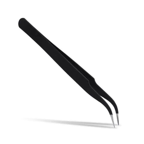 Antistatic curved tweezers from Pro Grade 11 Piece 0.4mm Nozzle Cleaning Kit With Stainless Steel Tweezers And Flexible Cleaning Needles For 3D Printers