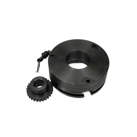 Amazon DHD2-30 24/99VDC electromagnetic brake assembly; front view, two-part black housing with gear hub