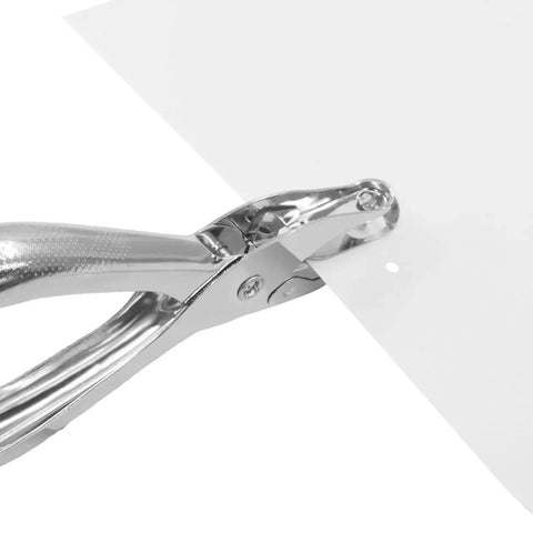 Two Pack One-Eighth Inch Small Hole Punch, Metal Handheld Mini Circle Hole Puncher cutting hole in paper, durable silver design