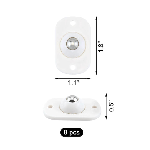 8 Pcs Self Adhesive Caster Wheels With 360 Degree Swivel For Kitchen Appliances And Small Furniture White ABS And Stainless Steel
