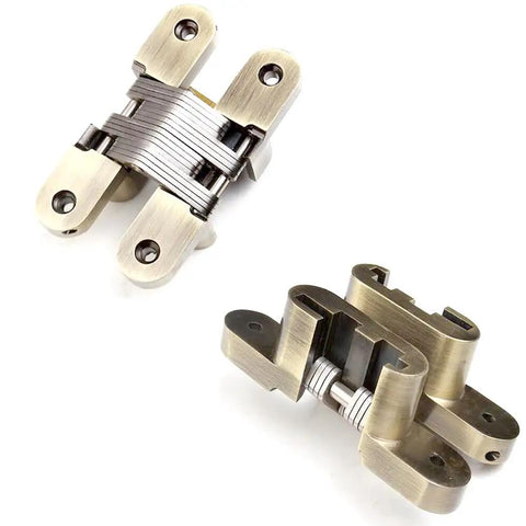 2 Pack Concealed Hidden Mortise Door Hinges For Folding Doors In Stainless Steel With Screws Invisible Cross Door Hinge