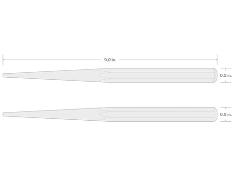Diagram of Workhorse Three Sixteenth Inch Alignment Punch For Precise Hole Alignment In Multi Part Assembly with measurements