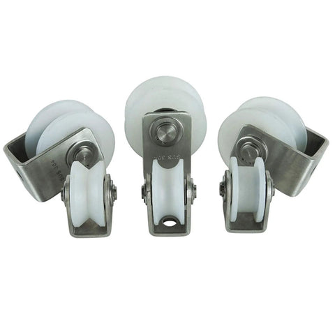 Heavy Duty Groove Track Wheel For Sliding Doors And Barn Doors With 304 Stainless Steel Bracket And Nylon Castor Set