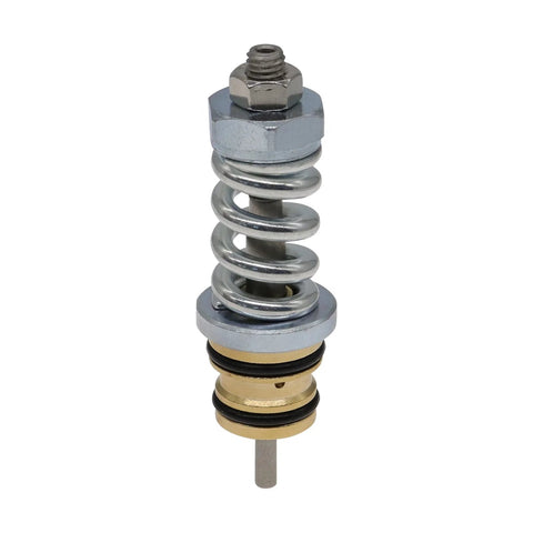 Unloader valve kit component showing metal coil spring, brass seals and O-rings for high-pressure washer pump.