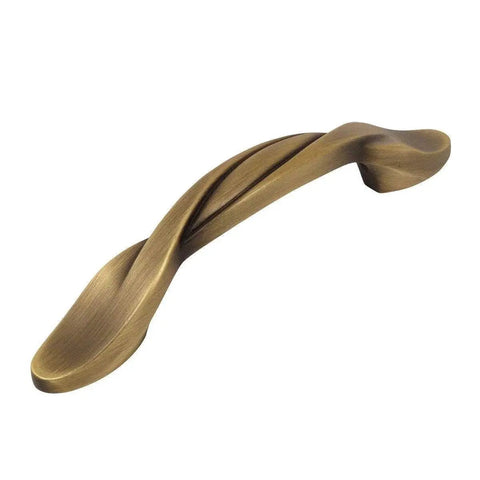 10 Pack Brushed Antique Brass Twist Cabinet Hardware Pulls With 3 Inch Hole Centers