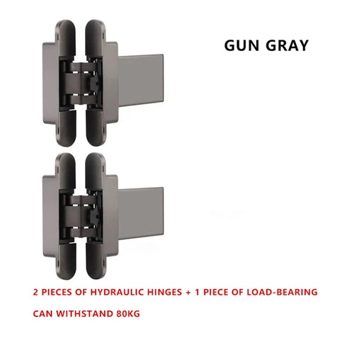 Hidden Door Hinges Set With Automatic Self Closing And Adjustable Hydraulic Buffer For Secret Doors Concealed Cross Design