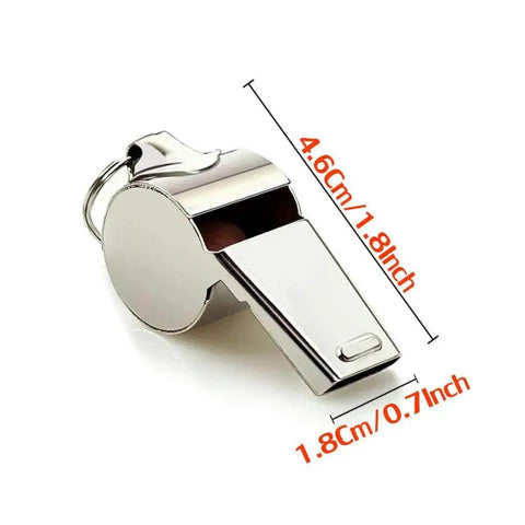 Close-up of a stainless steel whistle with dimensions for 2 Pack Stainless Steel Sports Whistles With Lanyards For Coaches Referees And Officials Loud Crisp Sound Reaches Up To 120dB Perfect For Training Games Lifeguards And Field Officials
