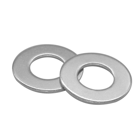 Beduan flat washers, 1/4 in ID x 1/2 in OD, stainless steel 304, plain finish; two washers visible