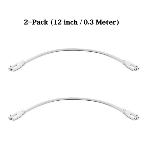 1Ft T5 T8 LED Tube Light Extension Cords With 3 Prong Power Cable Linkable Connector Easy Setup For Integrated Fixtures Pack Of 2