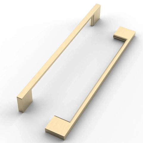 10 Pack Brushed Brass Cabinet Pulls With 7 Point Five Inch Hole Centers Zinc Alloy Gold Tone Hardware