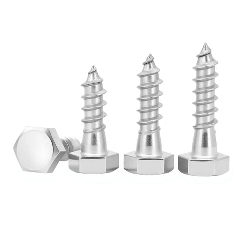 Three Eighths By One And One Half Inch Hex Head Lag Screws Kit, 10 Pack With Washers, Heavy Duty Wood Screws, 304 Stainless Steel 18-8
