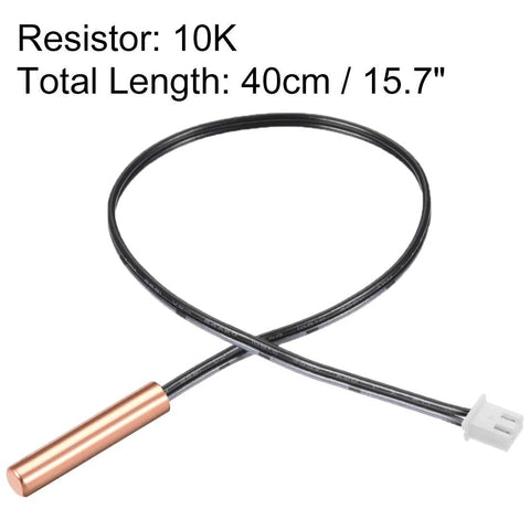 NTC thermistor probe, 2 pcs, 10K, copper sensor with 15.7in cable and white connector for air conditioner