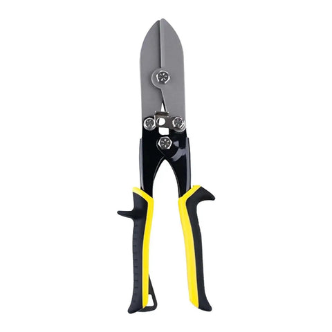 5 Blade Hand Crimping Tool for Sheet Metal and Gutter Ducts with Lock, Pro Grade Heavy Duty Nonslip Grip, Black and Yellow Finish