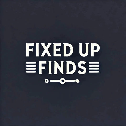 Fixed Up Finds logo in stylized white text on dark background