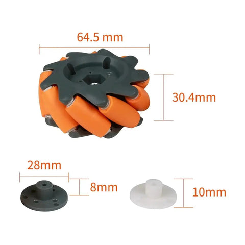 65mm High Hardness Plastic Mecanum Wheel Omnidirectional Wheel With Two Styles Couplings Compatible With TT And N20 Motors