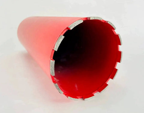 View of Beast 6 Inch Diamond Wet Core Drill Bit For Concrete And Masonry With 1 And A Quarter Inch Threaded Shank 17 Inch Overall Length