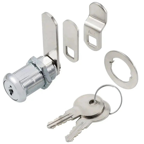 Keyed Alike Cabinet Cam Locks For Tool Boxes, RV Compartments, Mailboxes And Vending Machines, 1 1/8 Inch Cylinder, Chrome Finish