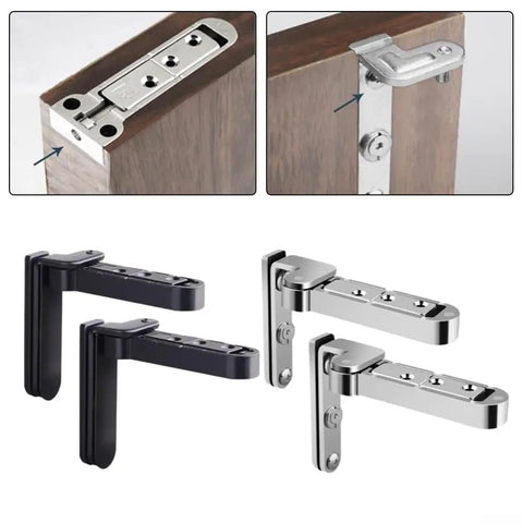 Zinc Alloy Hidden Door Hinges 2 Pack Adjustable 3D Rotatable Invisible Secret Hinges For Wood Heavy Duty Black Hardware